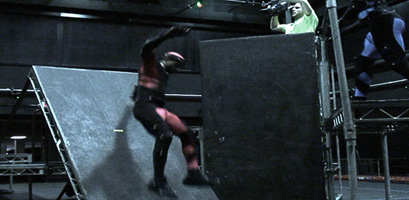 Motion capture session: bodies + hand-held camera