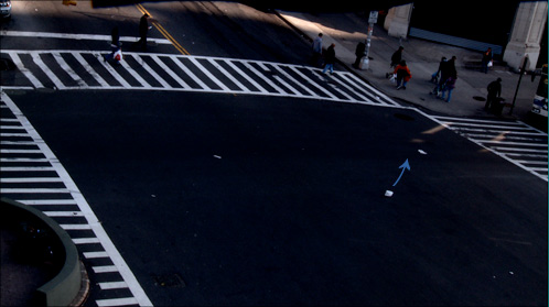 Housebound still (arrow added): intersection of Broadway and 35th