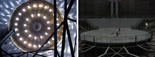 Ruhr gasometer: interior top & bottom