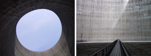 Steelworks cooling tower: interior top & bottom
